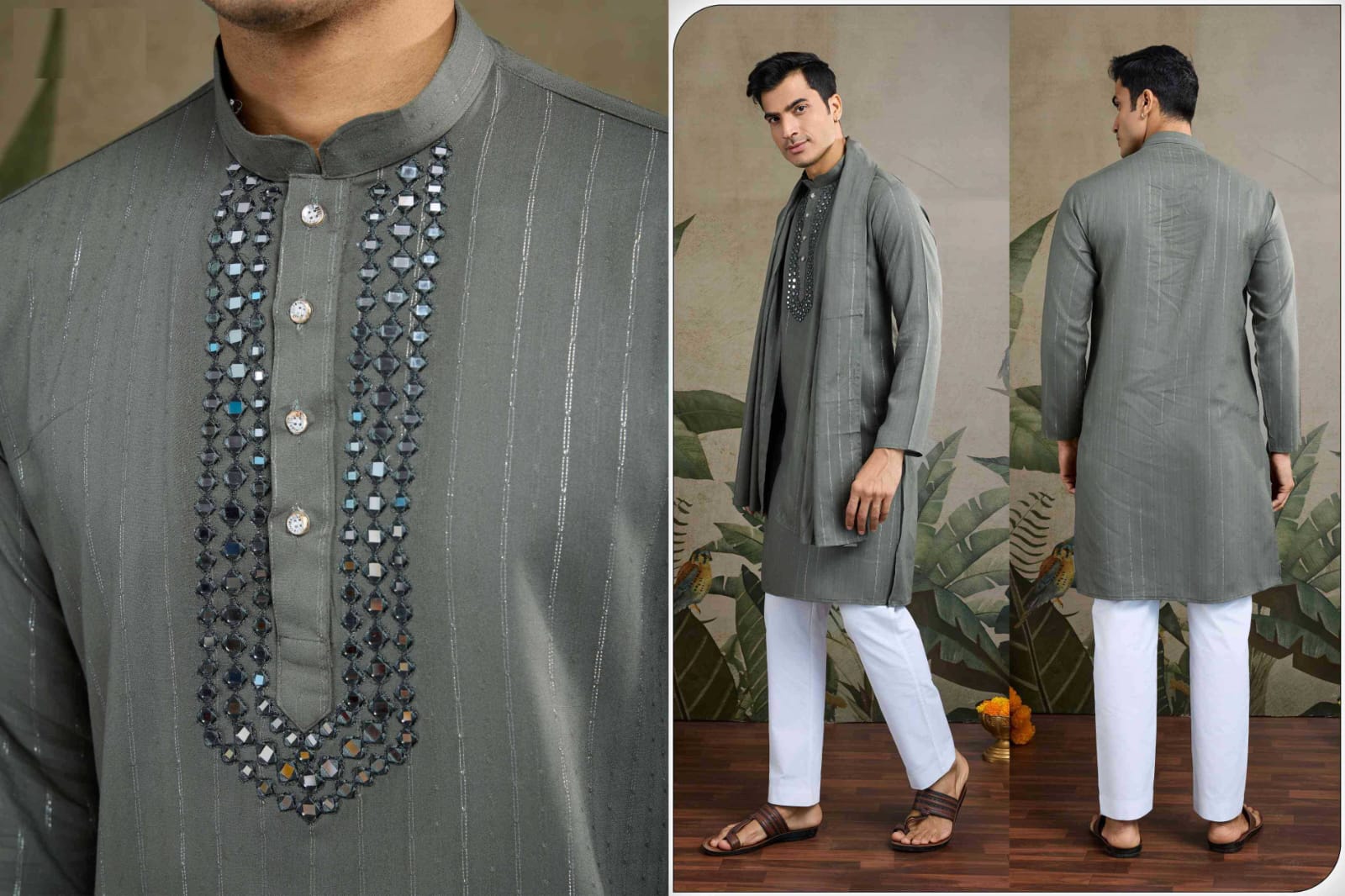 Classic Mirror Embroidered Rayon Kurta Set