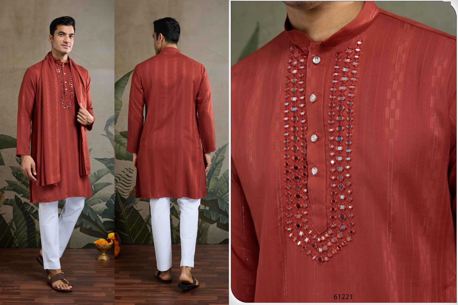 Classic Mirror Embroidered Rayon Kurta Set