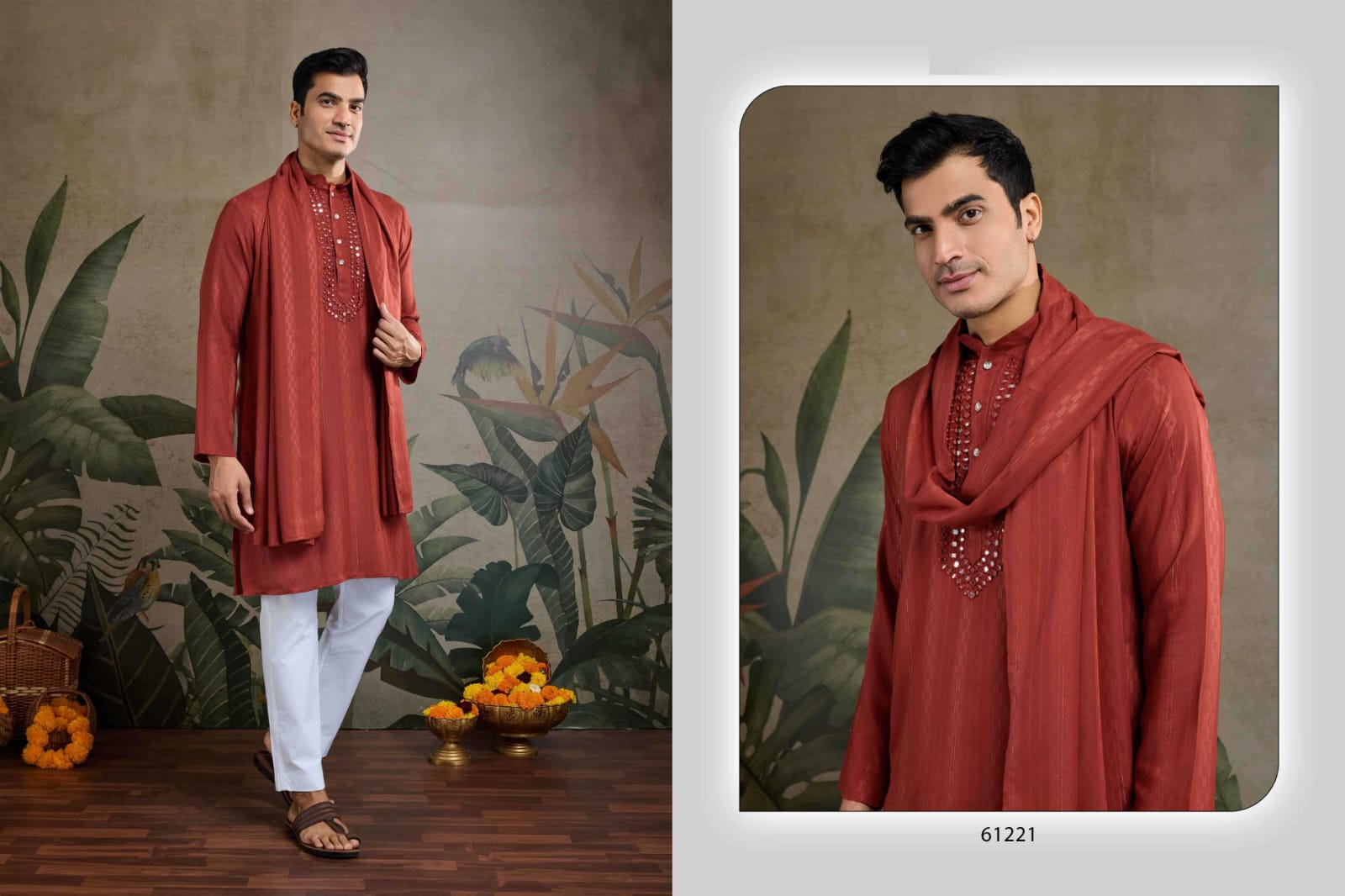 Classic Mirror Embroidered Rayon Kurta Set