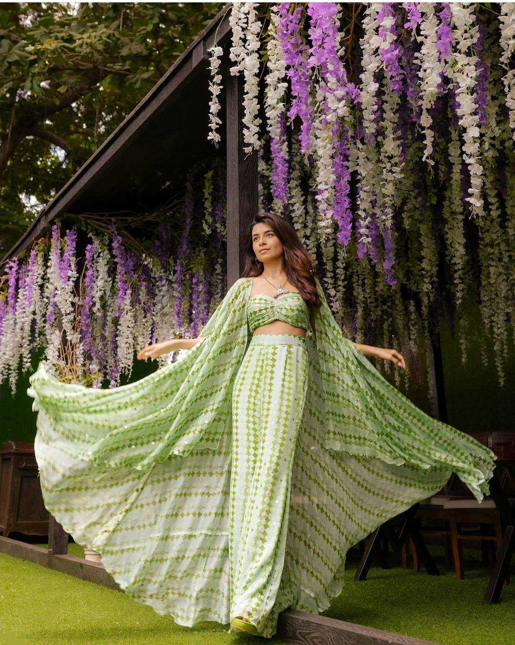 Elegant Digital Print Crepe Silk Co-ord Set with Sequin Detailing