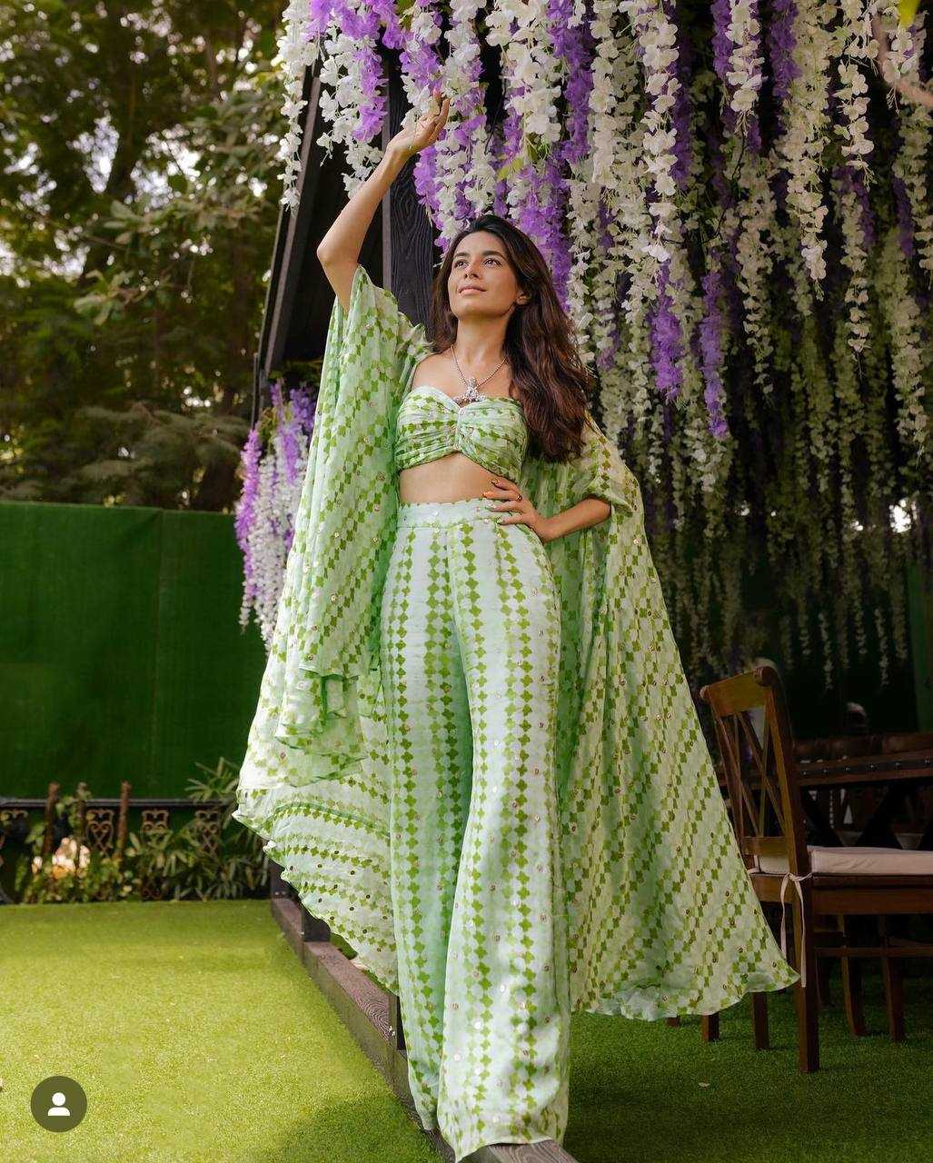 Elegant Digital Print Crepe Silk Co-ord Set with Sequin Detailing