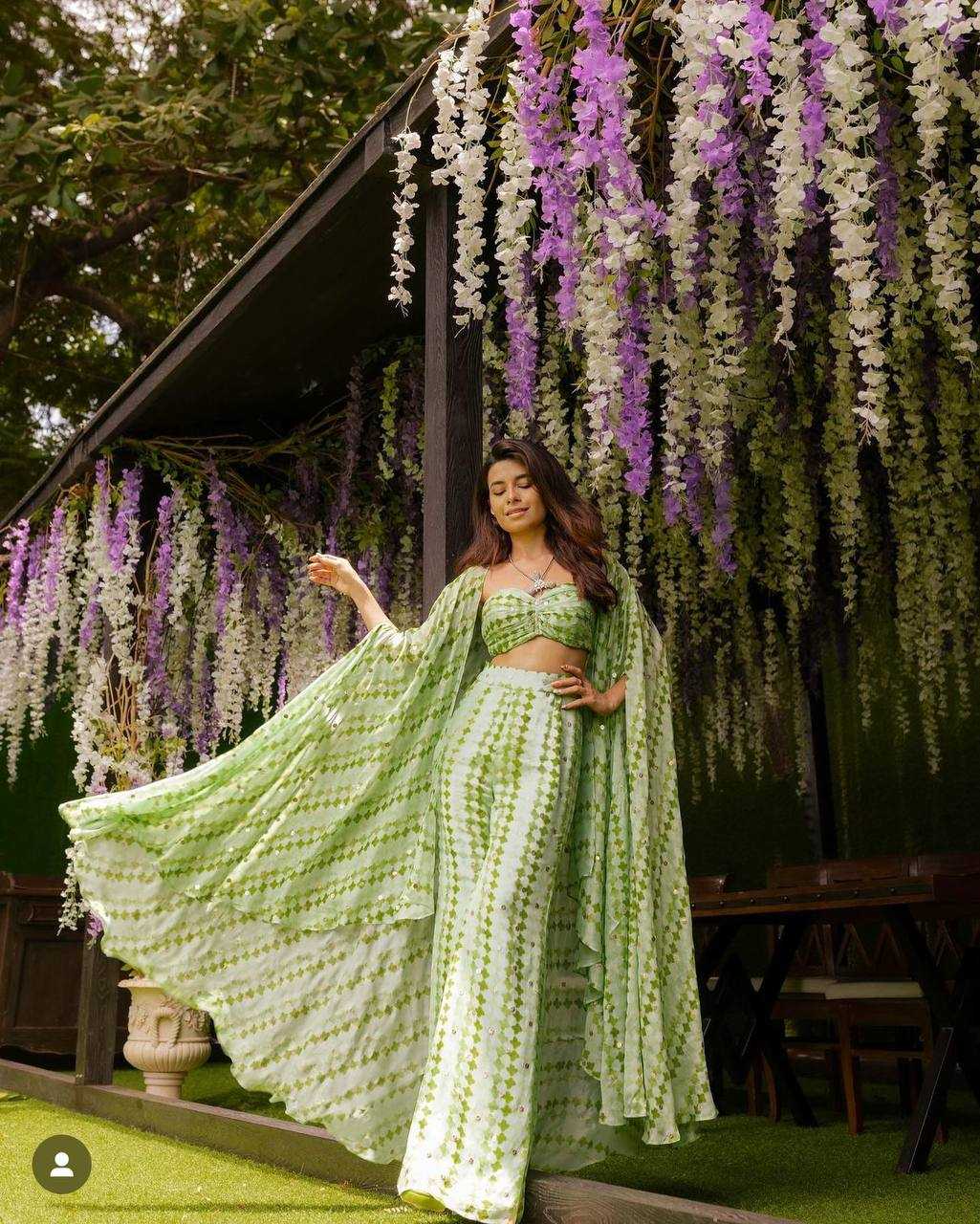 Elegant Digital Print Crepe Silk Co-ord Set with Sequin Detailing