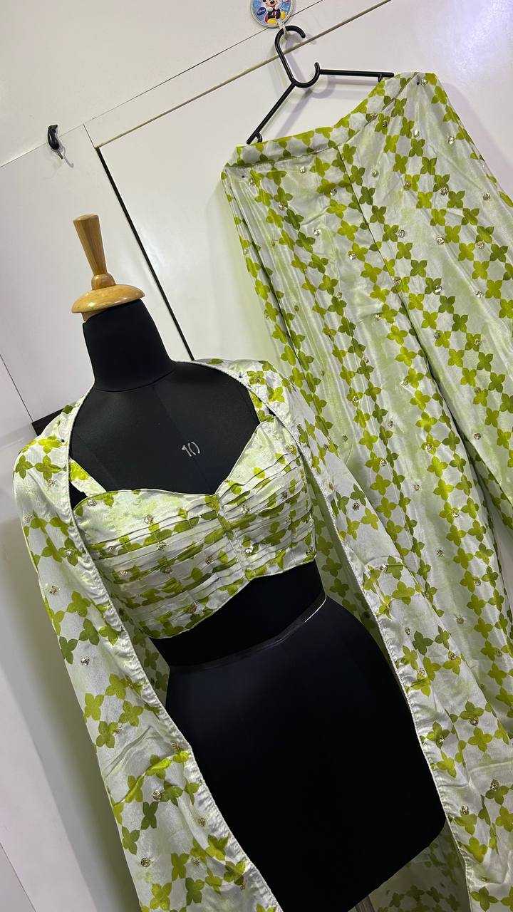 Elegant Digital Print Crepe Silk Co-ord Set with Sequin Detailing