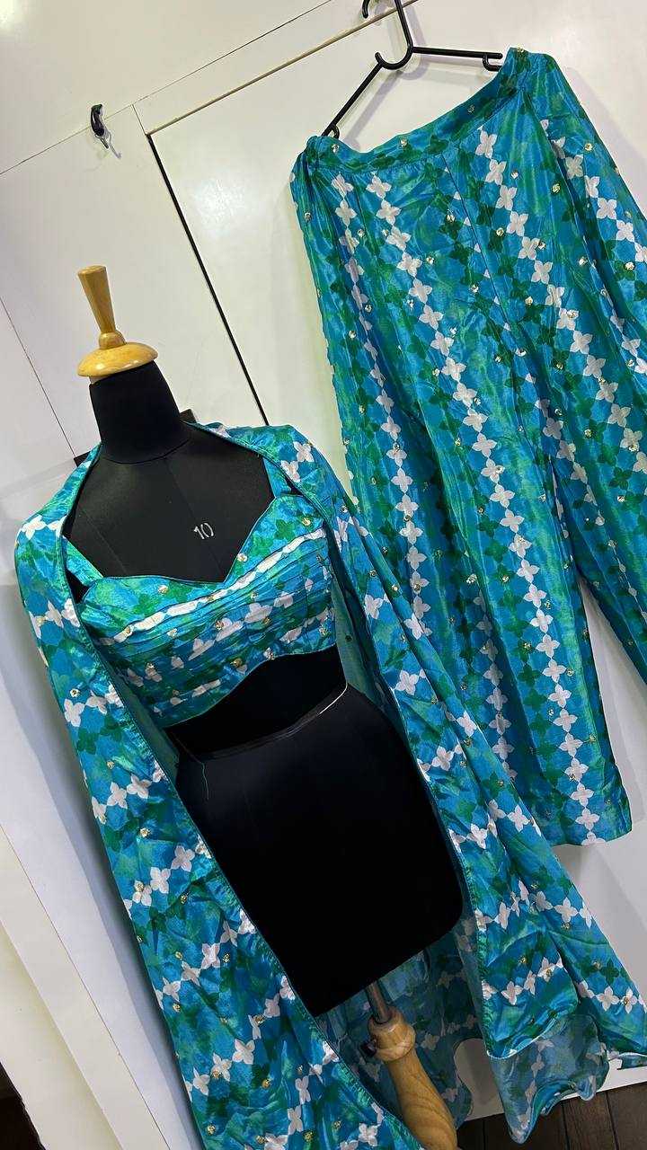 Elegant Digital Print Crepe Silk Co-ord Set with Sequin Detailing