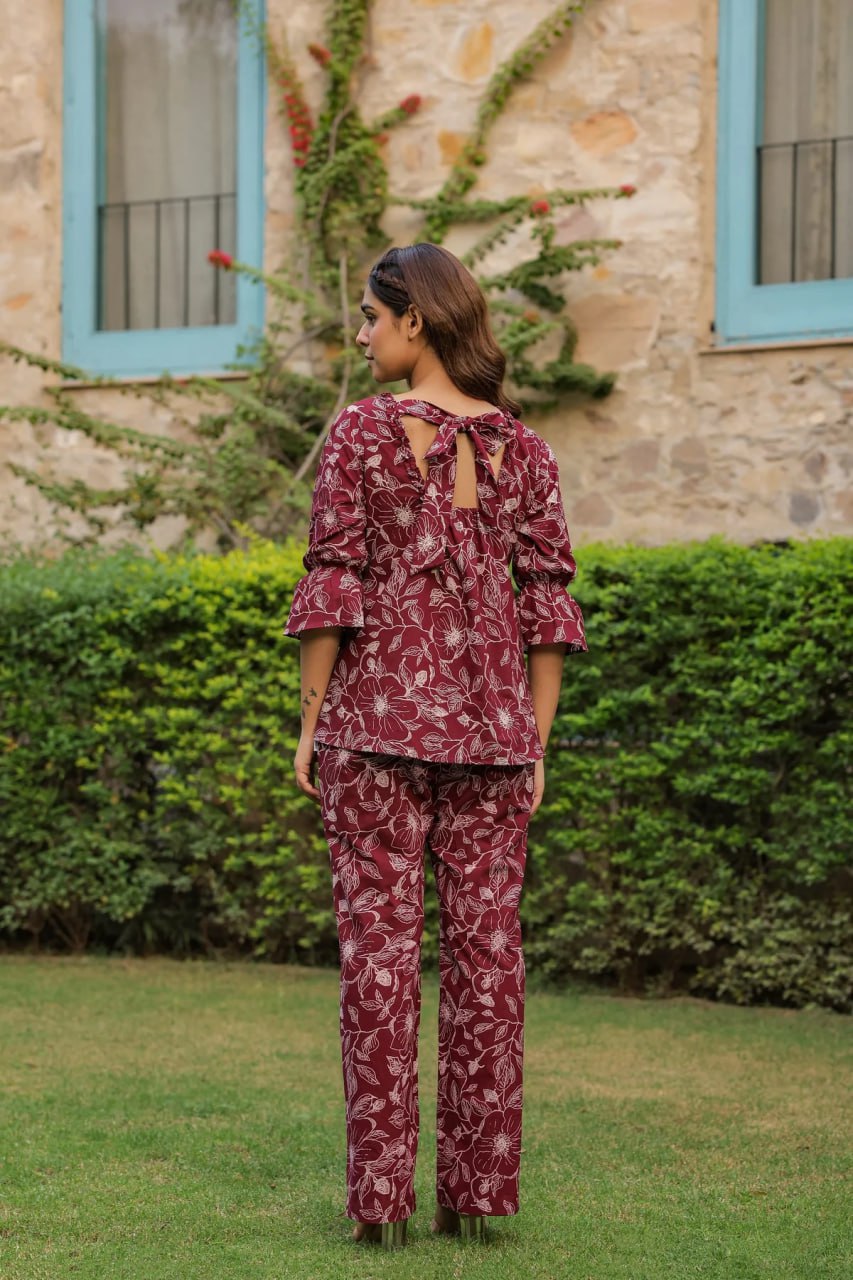 Crimson Back-Tie Co-ord Set