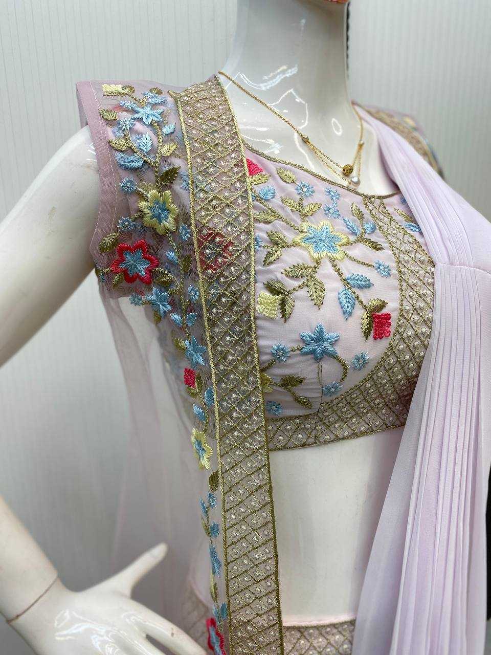 Designer Ready To Wear Saree with Embroidered Shrug – Modern Ethnic Fusion