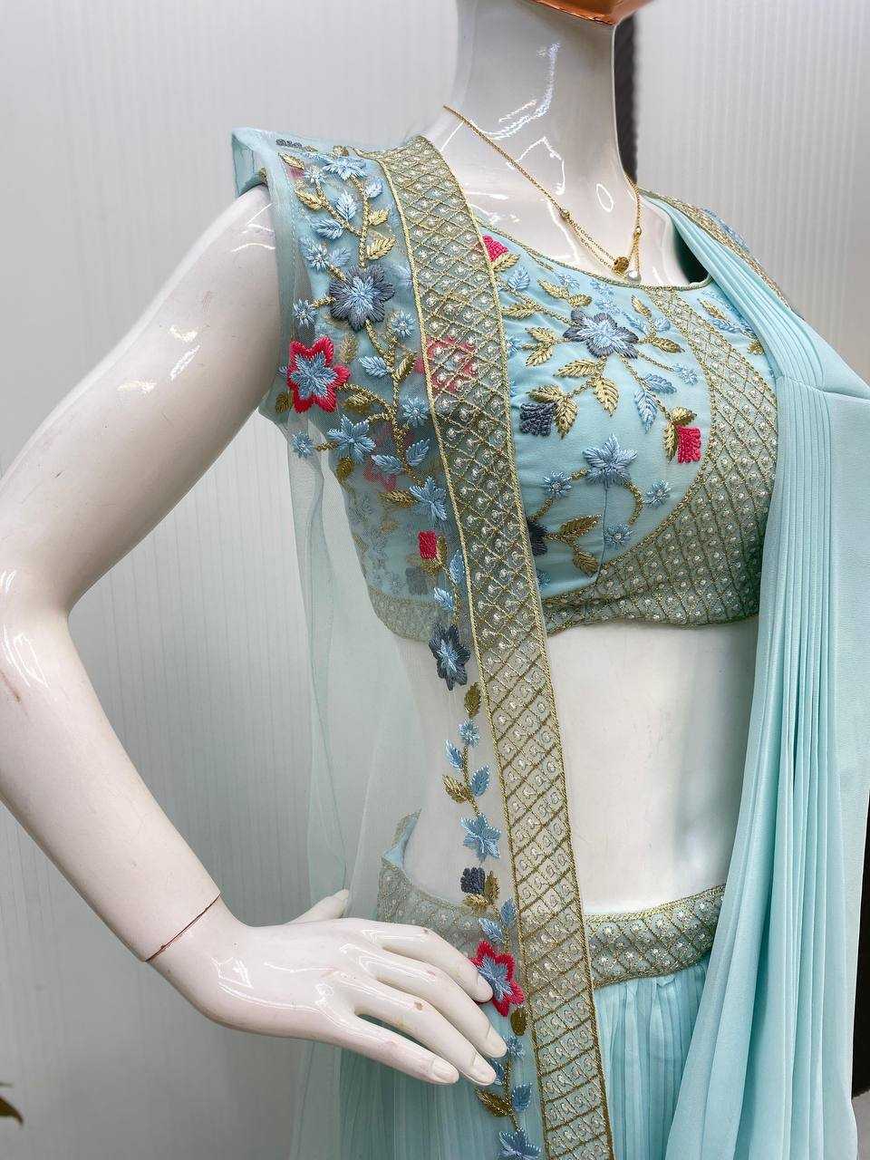 Designer Ready To Wear Saree with Embroidered Shrug – Modern Ethnic Fusion