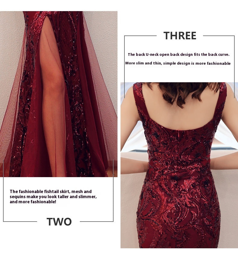 Fishtail Long Summer Sequins Sling Evening Gown – Sleeveless Luxe Edition