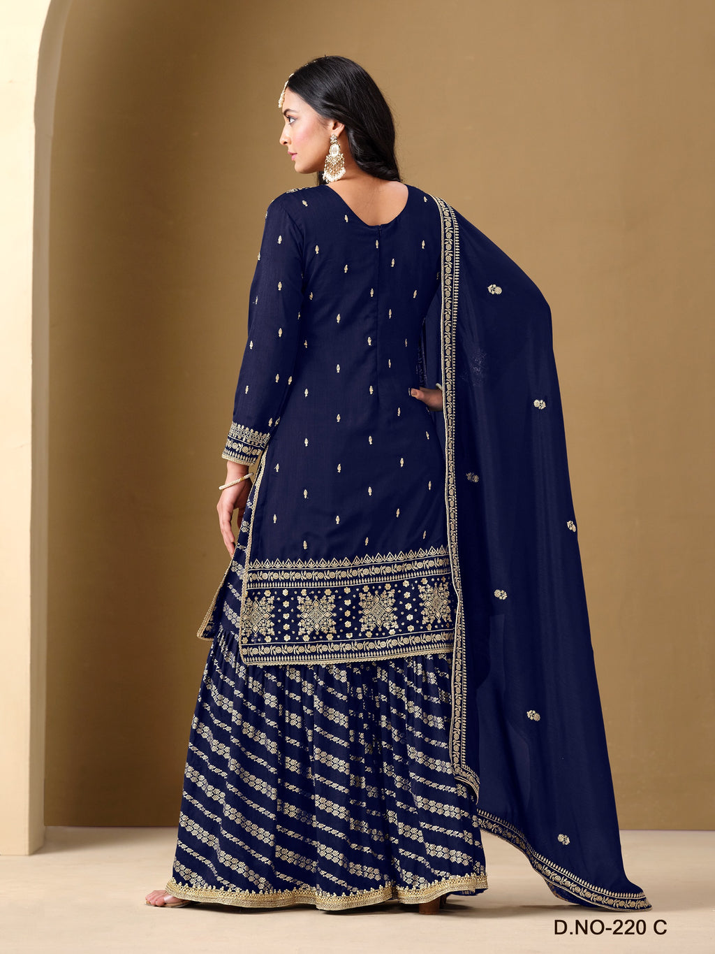 Regal Embroidered Sharara Suit Set | Art Silk Ensemble with Dolla Jacquard Sharara & Dupatta
