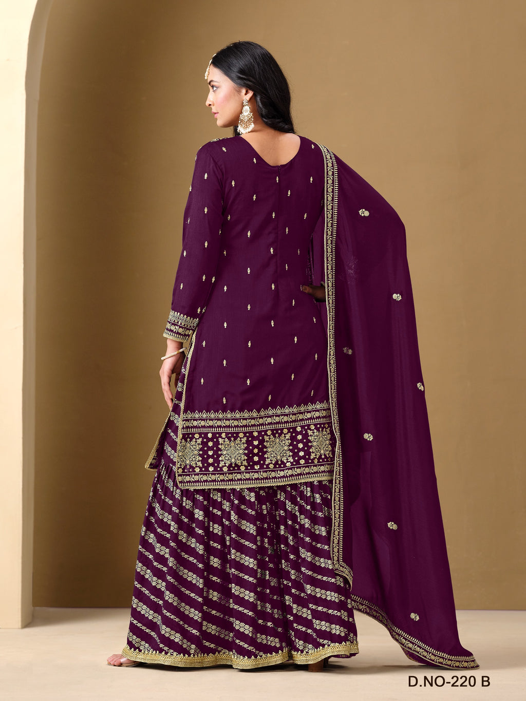Regal Embroidered Sharara Suit Set | Art Silk Ensemble with Dolla Jacquard Sharara & Dupatta
