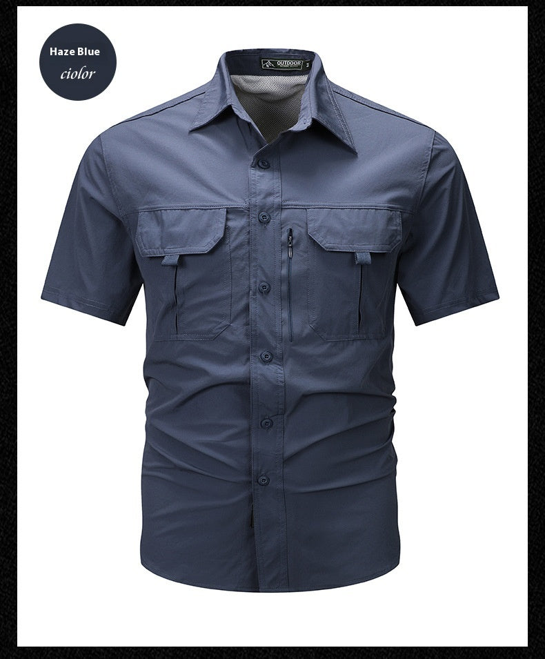 Men's Casual Outdoor Travel Shirt - Short Sleeve Quick-drying Breathable Shirt