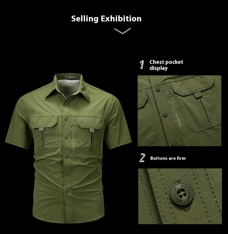 Men's Casual Outdoor Travel Shirt - Short Sleeve Quick-drying Breathable Shirt