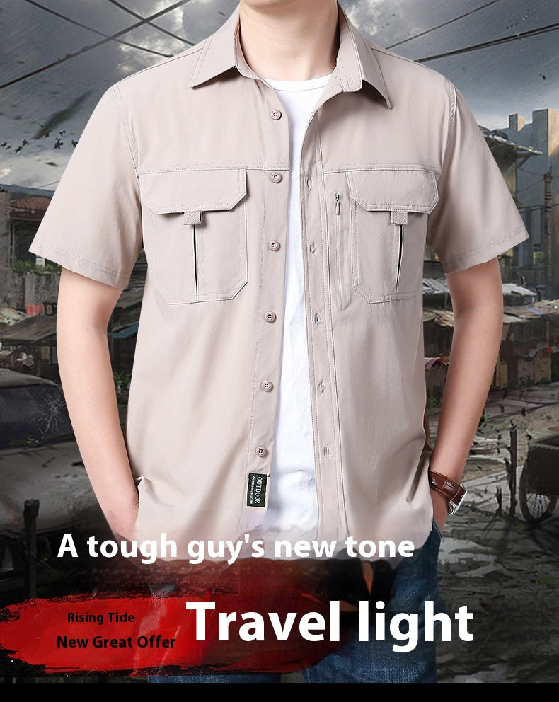 Men's Casual Outdoor Travel Shirt - Short Sleeve Quick-drying Breathable Shirt