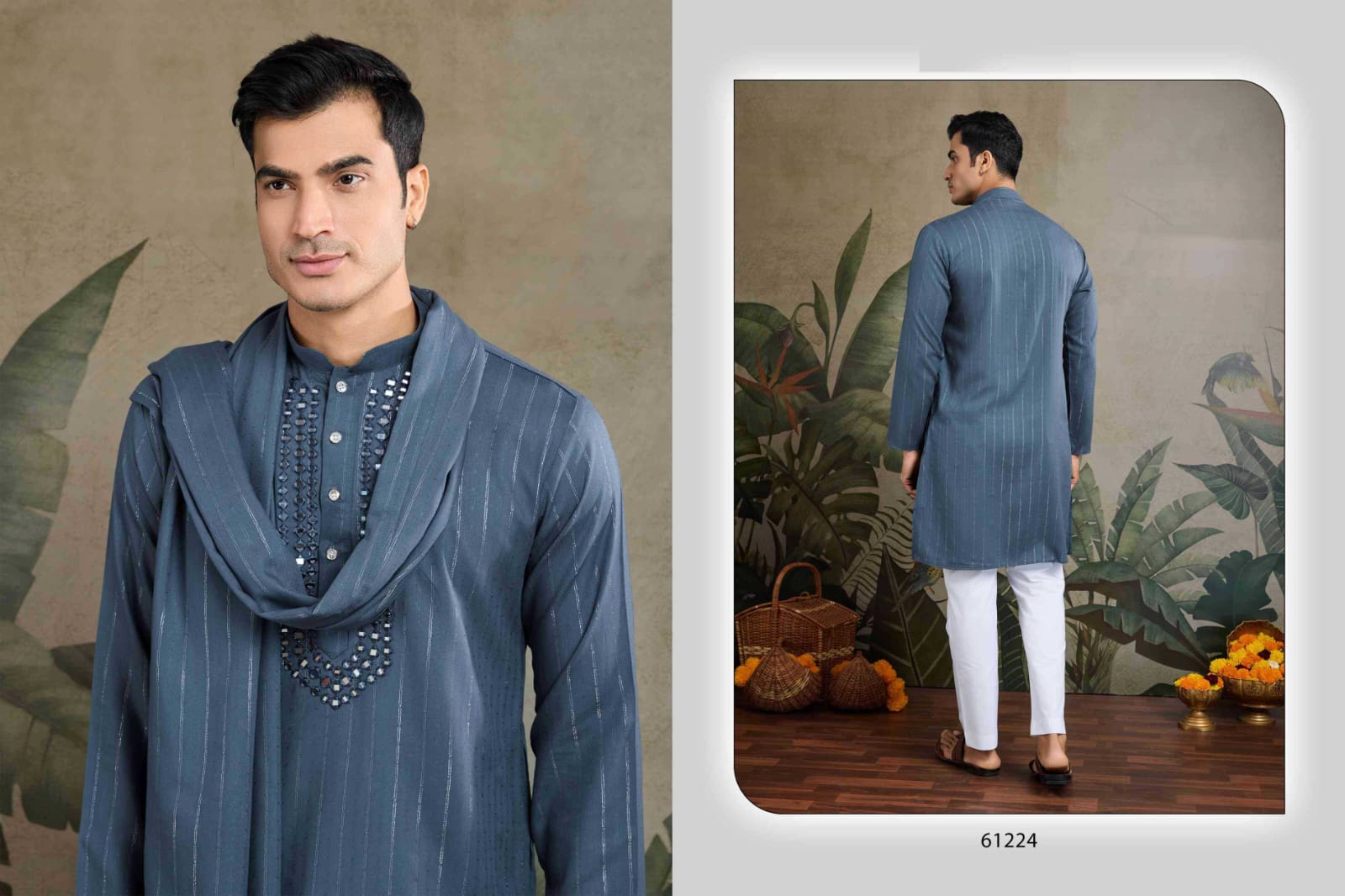 Classic Mirror Embroidered Rayon Kurta Set