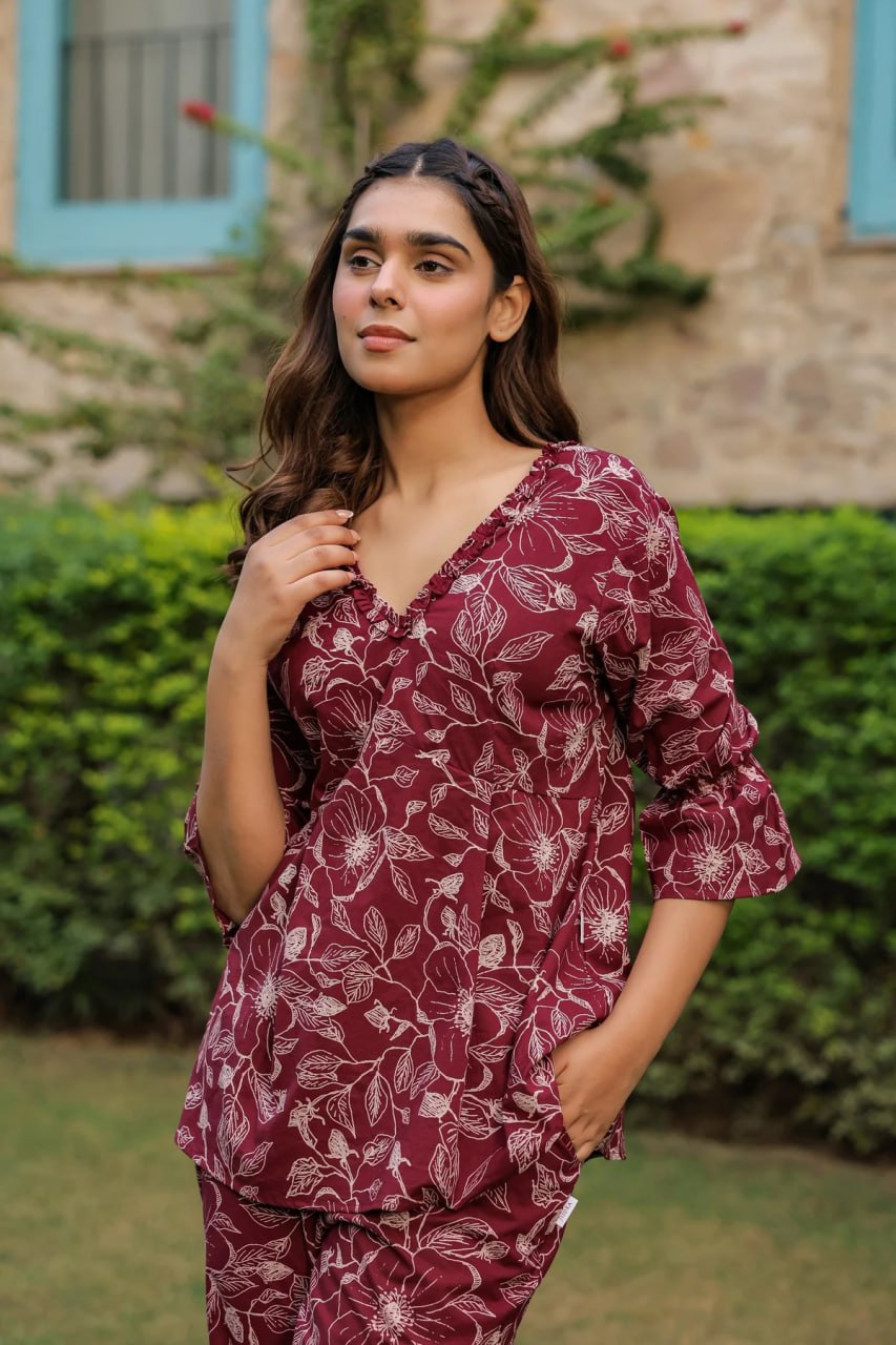 Crimson Back-Tie Co-ord Set