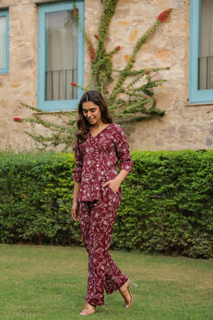 Crimson Back-Tie Co-ord Set