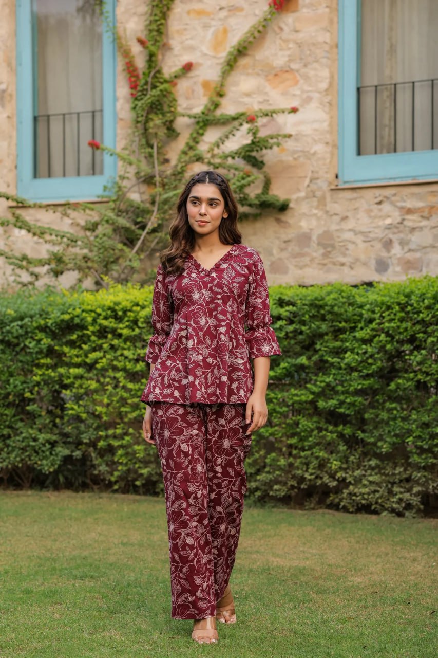Crimson Back-Tie Co-ord Set