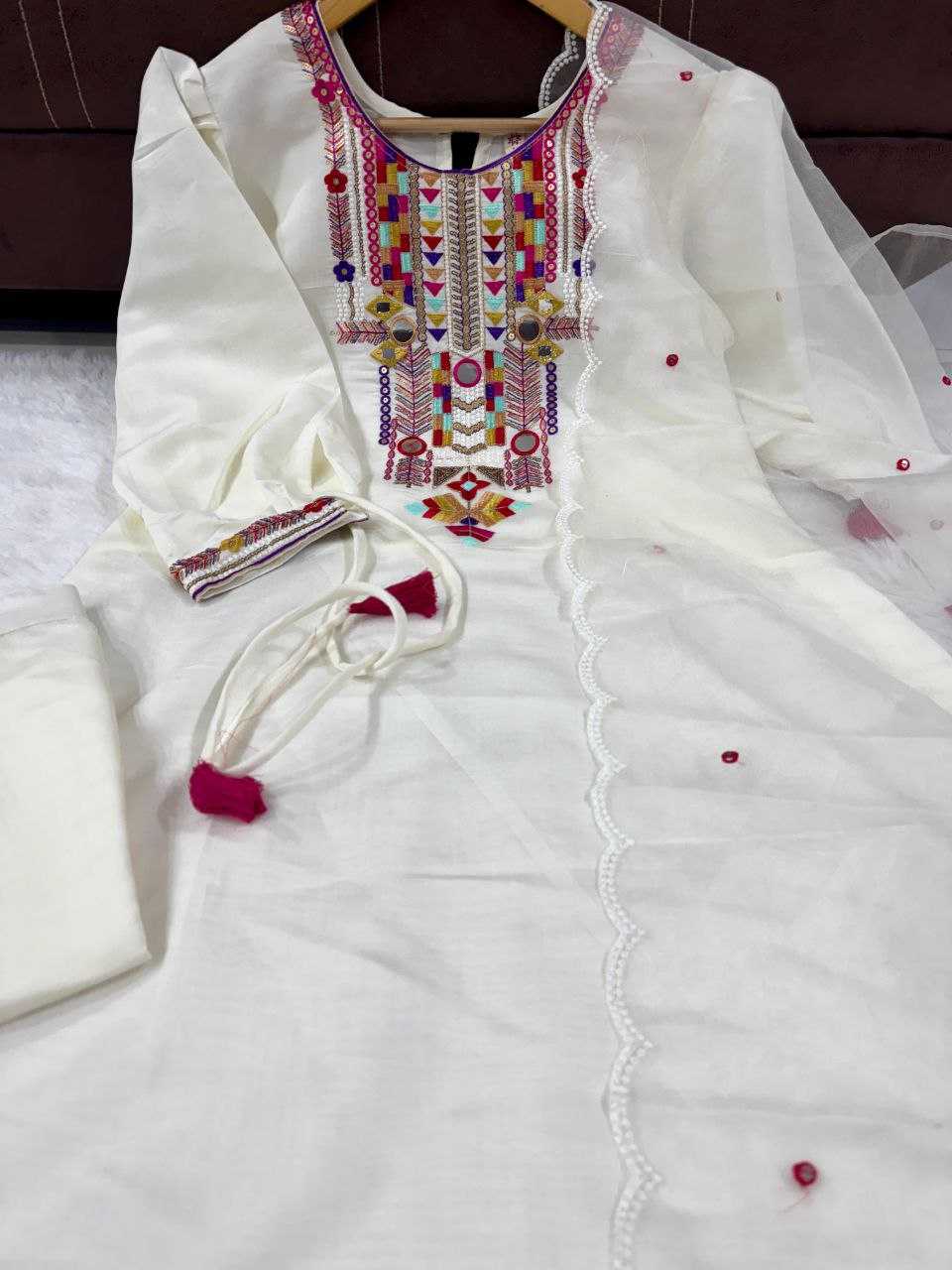 Elegant Mirror Work Chanderi Silk Suit Set | Festive & Ethnic Wear