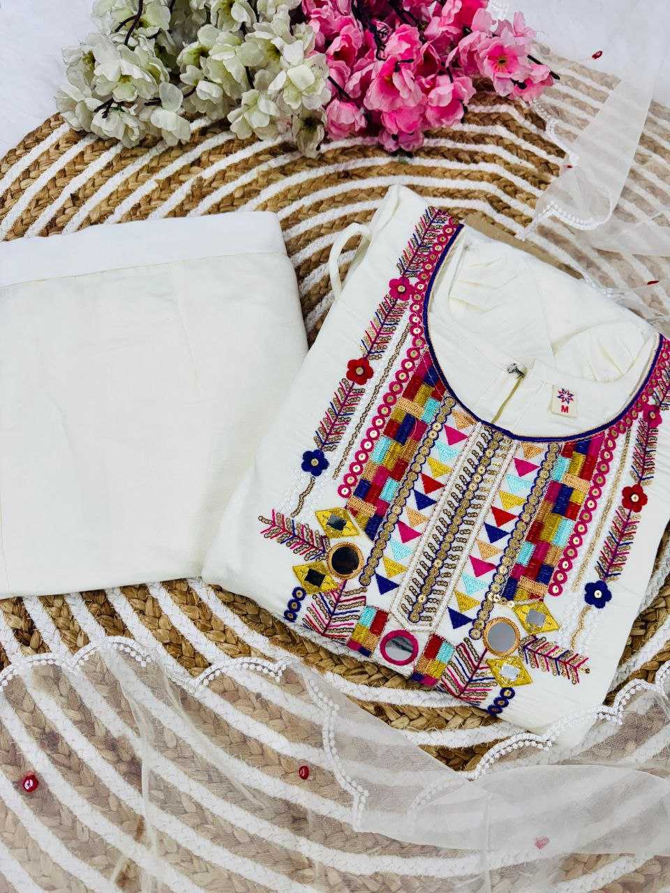 Elegant Mirror Work Chanderi Silk Suit Set | Festive & Ethnic Wear