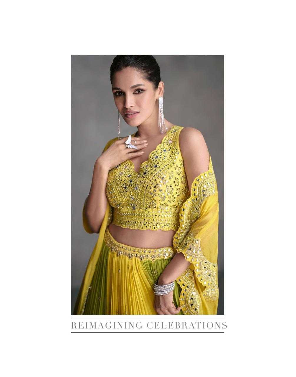 Premium Georgette & Organza Lehenga Set with Cancan & Embroidery 🌿💛