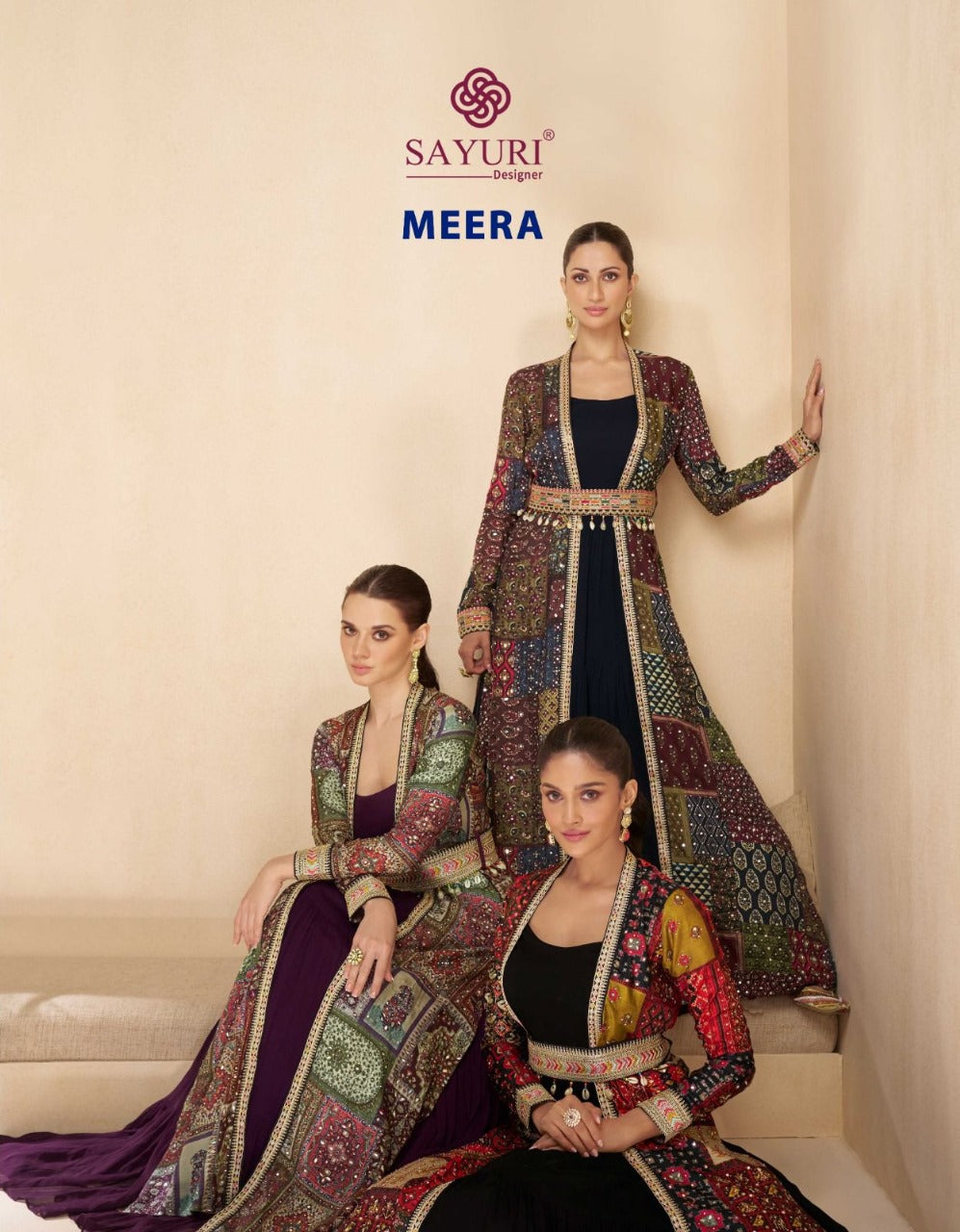 Meera Royale - Designer Georgette Gown with Embellished Silk Shrug by Sayuri