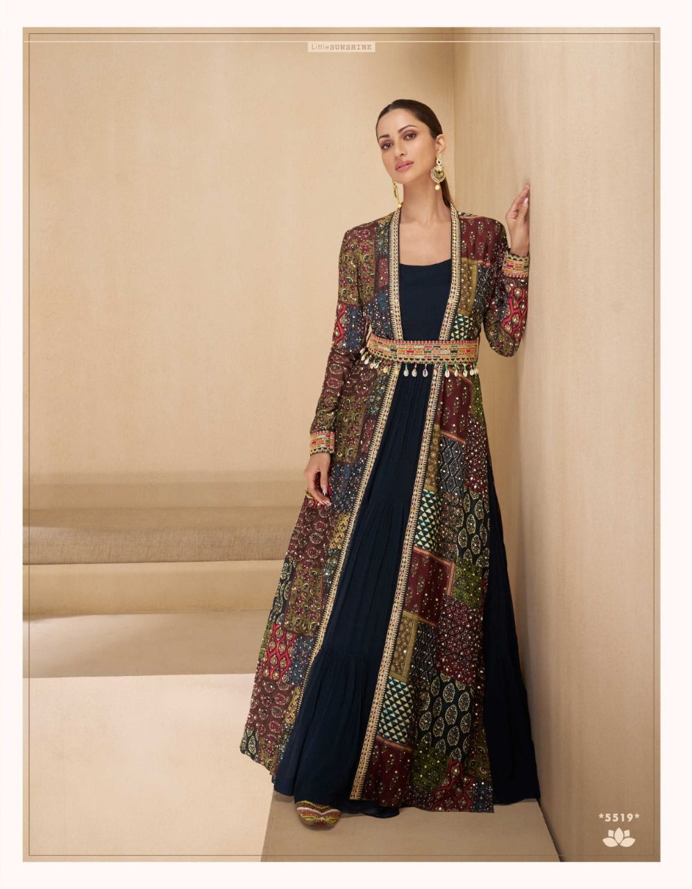 Meera Royale - Designer Georgette Gown with Embellished Silk Shrug by Sayuri