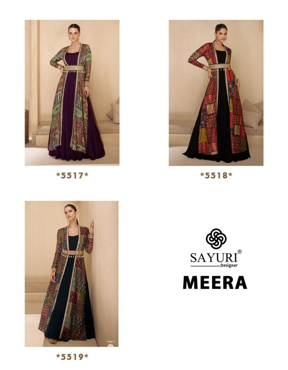 Meera Royale - Designer Georgette Gown with Embellished Silk Shrug by Sayuri