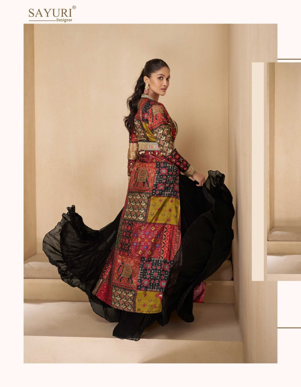 Meera Royale - Designer Georgette Gown with Embellished Silk Shrug by Sayuri