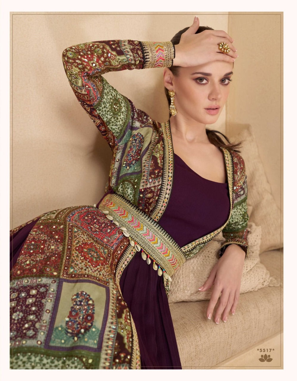 Meera Royale - Designer Georgette Gown with Embellished Silk Shrug by Sayuri