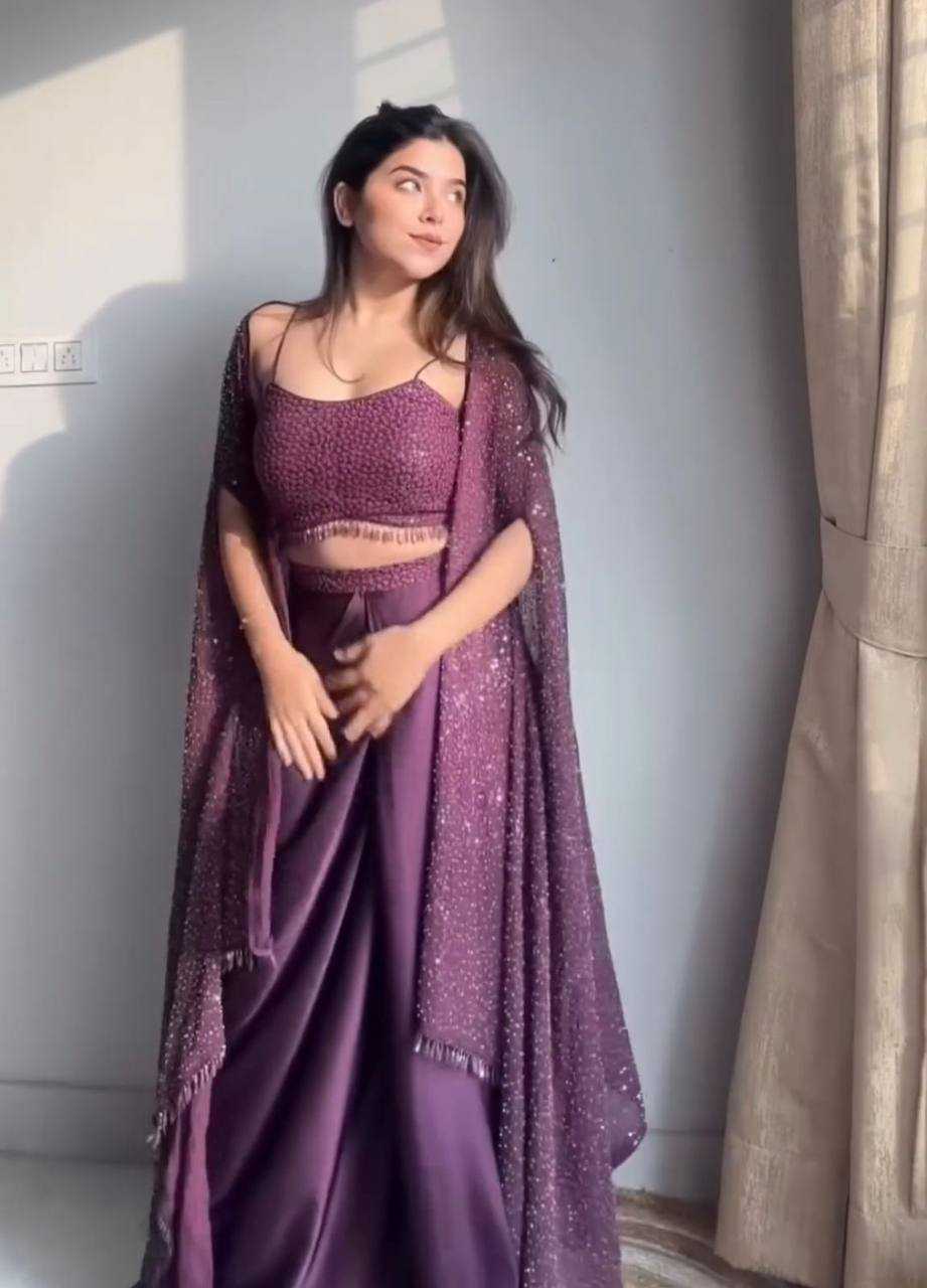 Twilight Luxe – Purple Sequin Embroidered Indo-Western Set