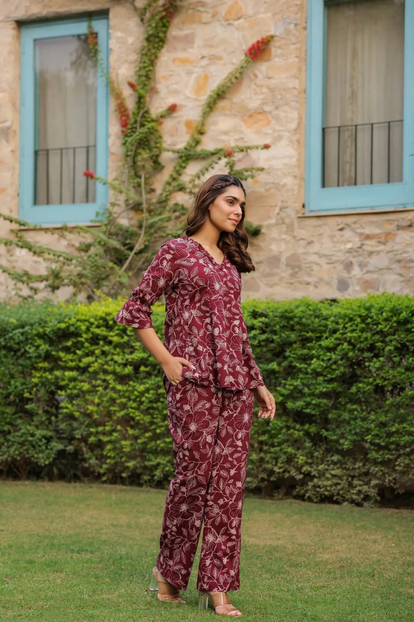 Crimson Back-Tie Co-ord Set