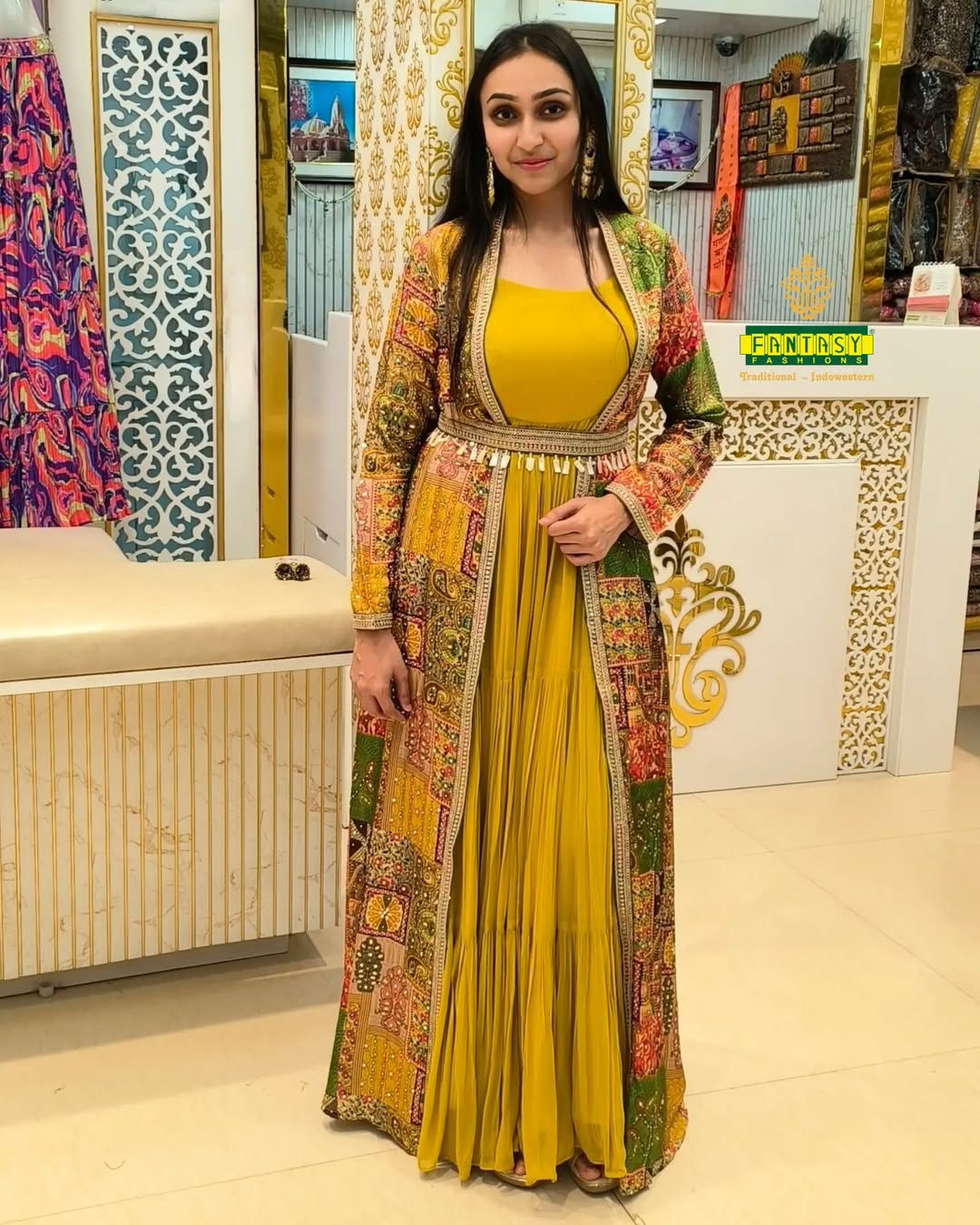 Meera Royale - Designer Georgette Gown with Embellished Silk Shrug by Sayuri