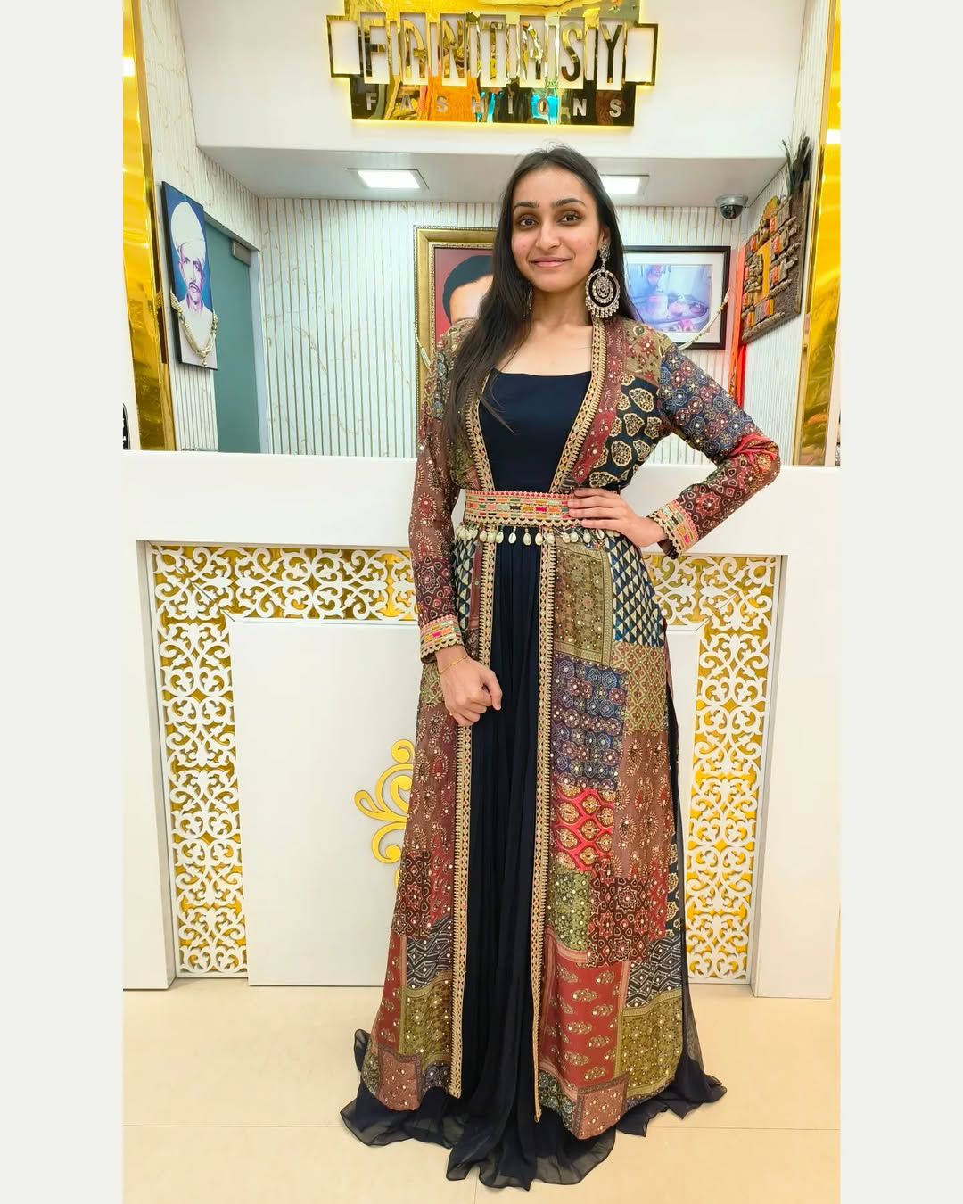 Meera Royale - Designer Georgette Gown with Embellished Silk Shrug by Sayuri