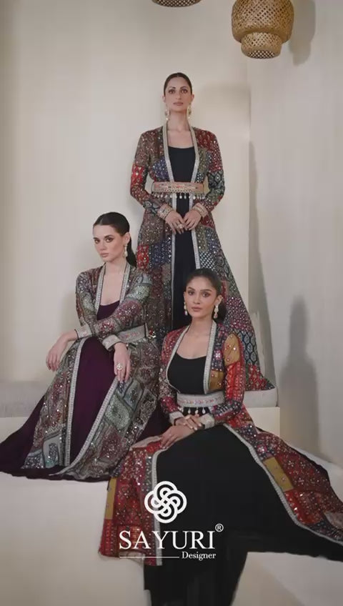 Meera Royale - Designer Georgette Gown with Embellished Silk Shrug by Sayuri